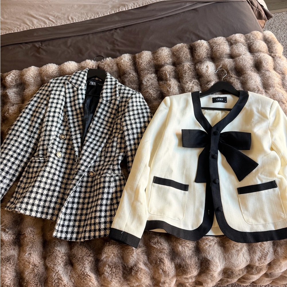 Zara Black and White Blazer & Cider Cream Jacket